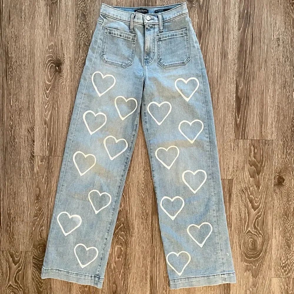 Banana republic high rise wide leg handpainted